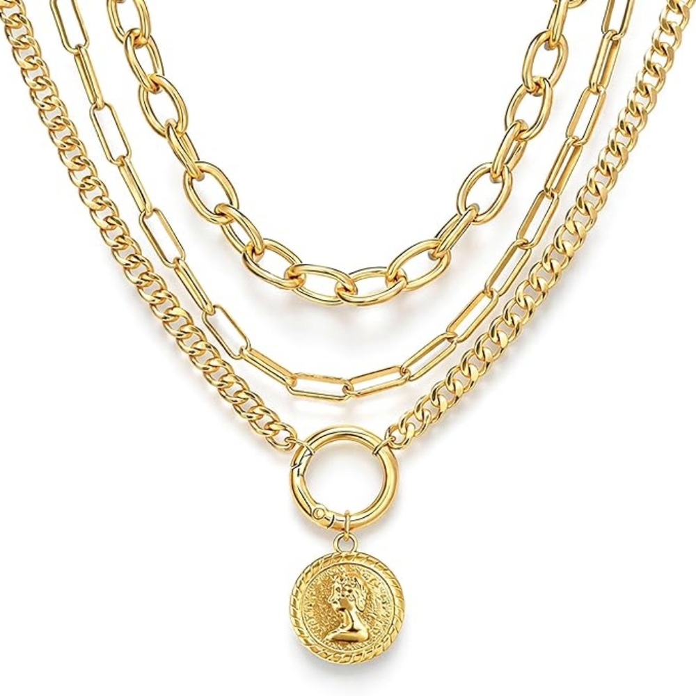 Chunky Cuban Link, Paperclip Chain & Coin Pendant - Picture 2 of 4